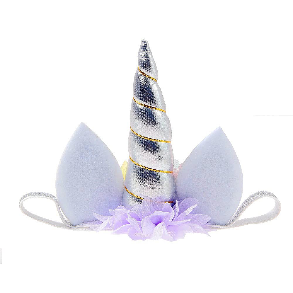 Nishine baby unicorn horn headband elastic fit for babies in photoshoots.