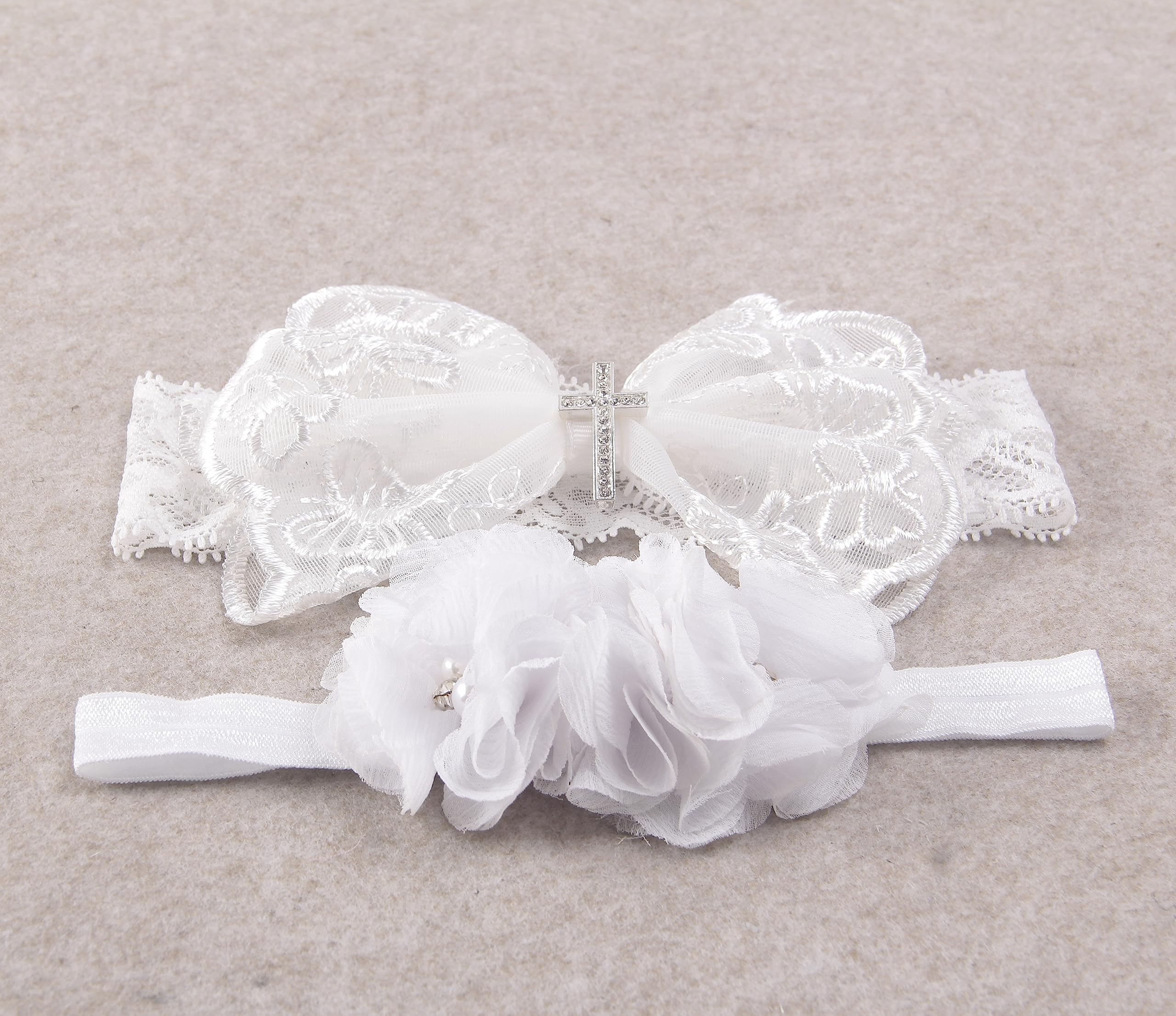 Nishine baby wearing white headband, comfortable for daily wear