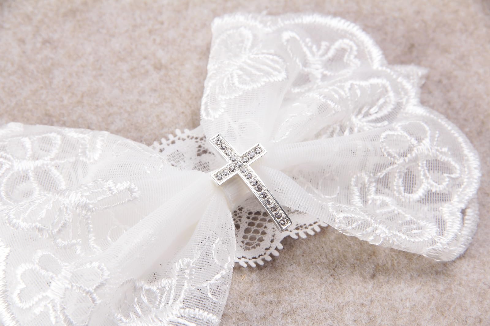 Nishine headbands with cross-button and lace accent for special occasions