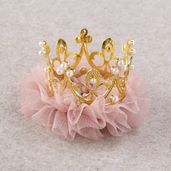Nishine crown tiara hairclip closeup gold, elevates special occasions with charm.