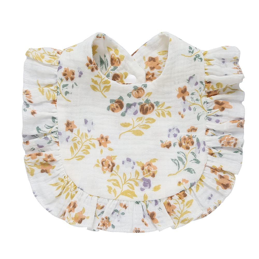 Nishine flower-set color-1 bibs, breathable muslin for comfortable teething and feeding.