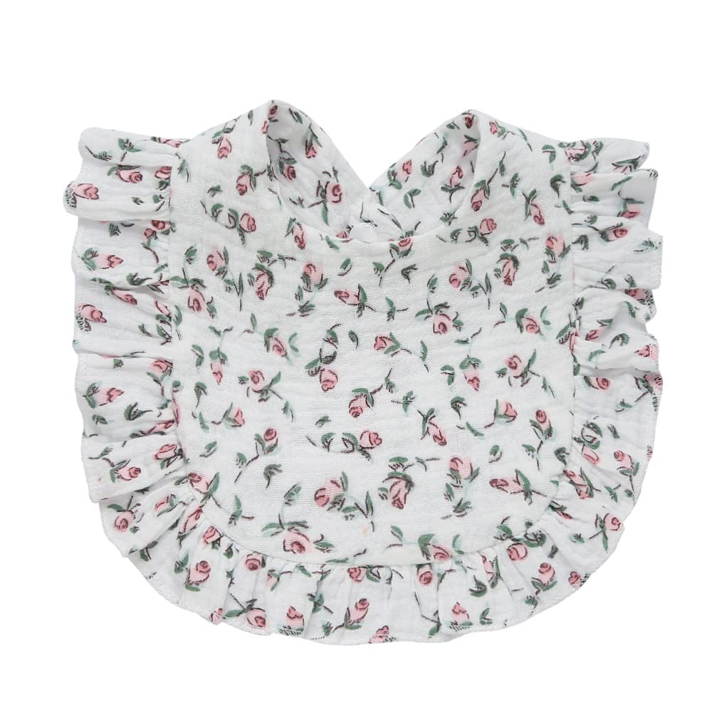Nishine flower-set color-2 bibs, adjustable fit with easy-on button design.