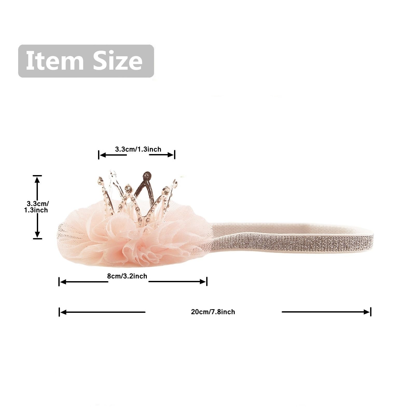 Nishine mini crown headband silver closeup highlights delicate tulle and elastic fit.