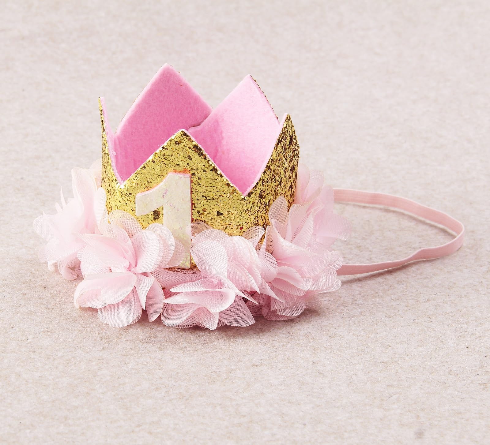 Nishine pink flower crown details on chiffon for baby outfits and party photos