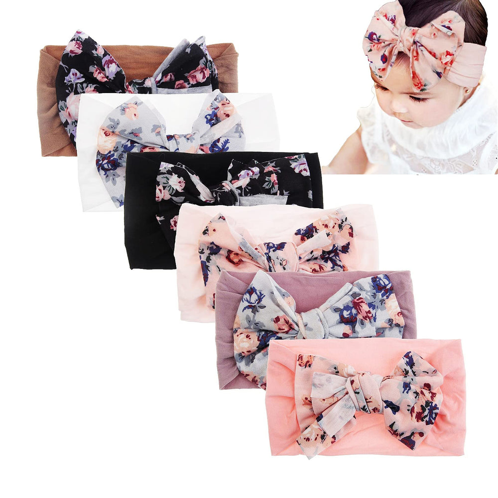 Nishine pink set 6pcs headwraps ideal for baby photo shoots.