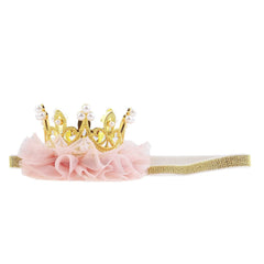 Nishine Princess crown pear gold front view sparkles for adorable baby photos