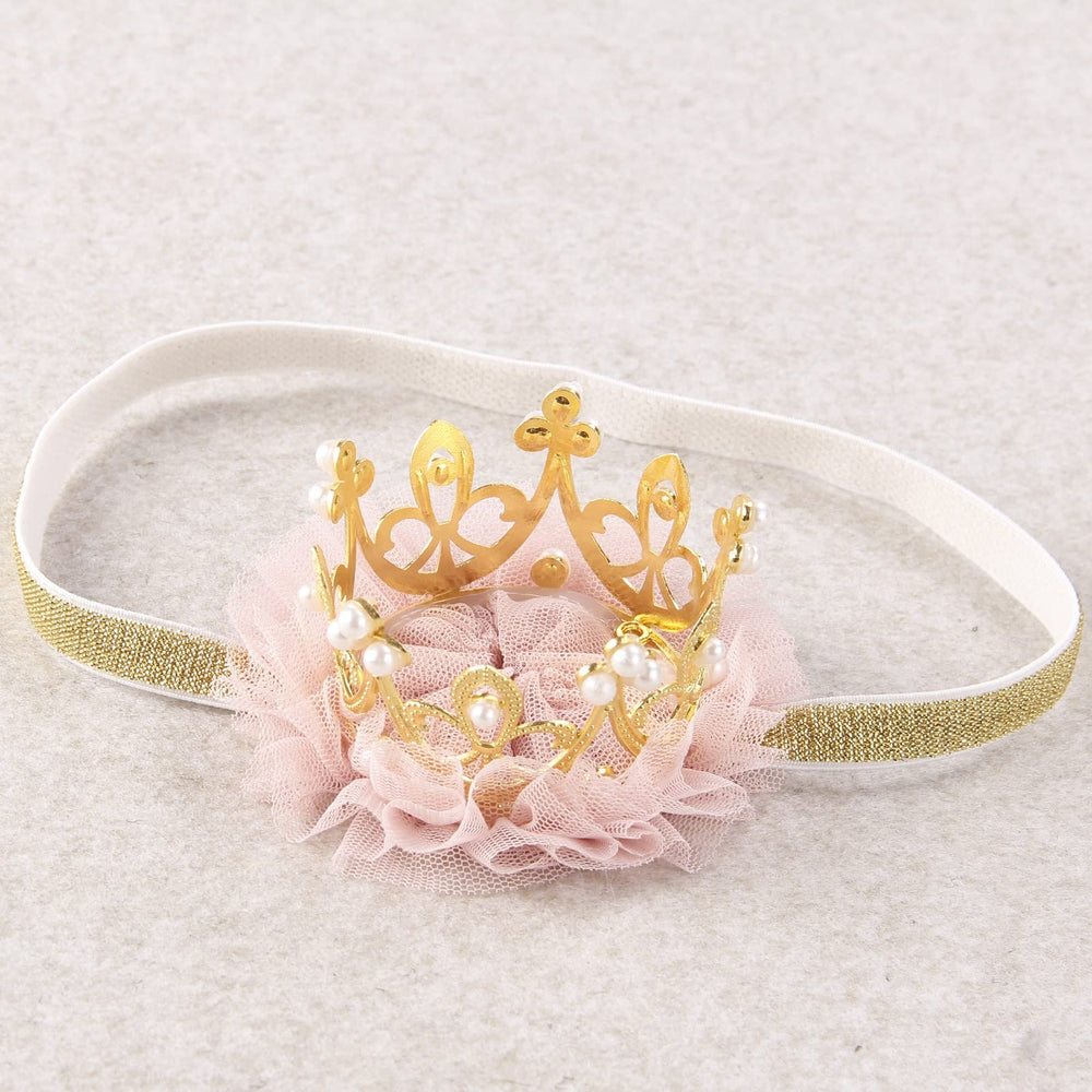 Nishine Princess crown pear gold on baby shows easy elastic fit
