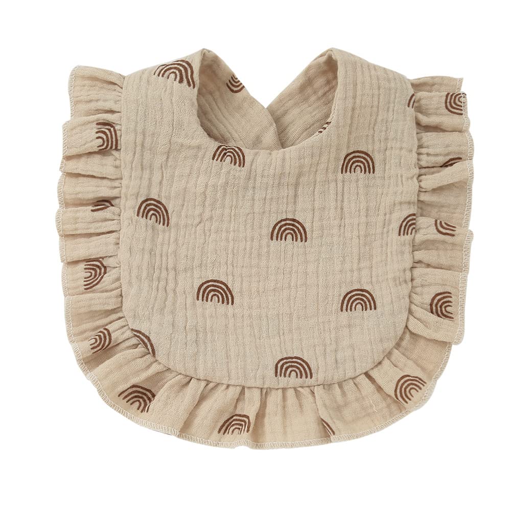 Nishine Rainbow Bib Set laid flat, illustrating mess-ready care and quick drying.