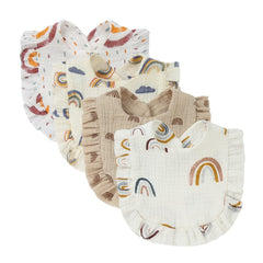 Nishine Rainbow Bib Set worn by a baby for mealtime comfort and style.