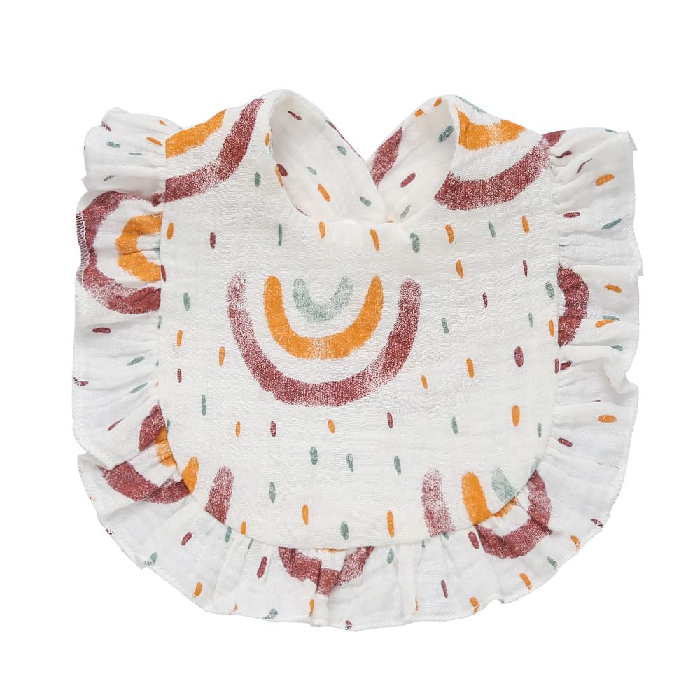 Nishine Rainbow Bib Set close-up of soft fabric highlighting breathable comfort.