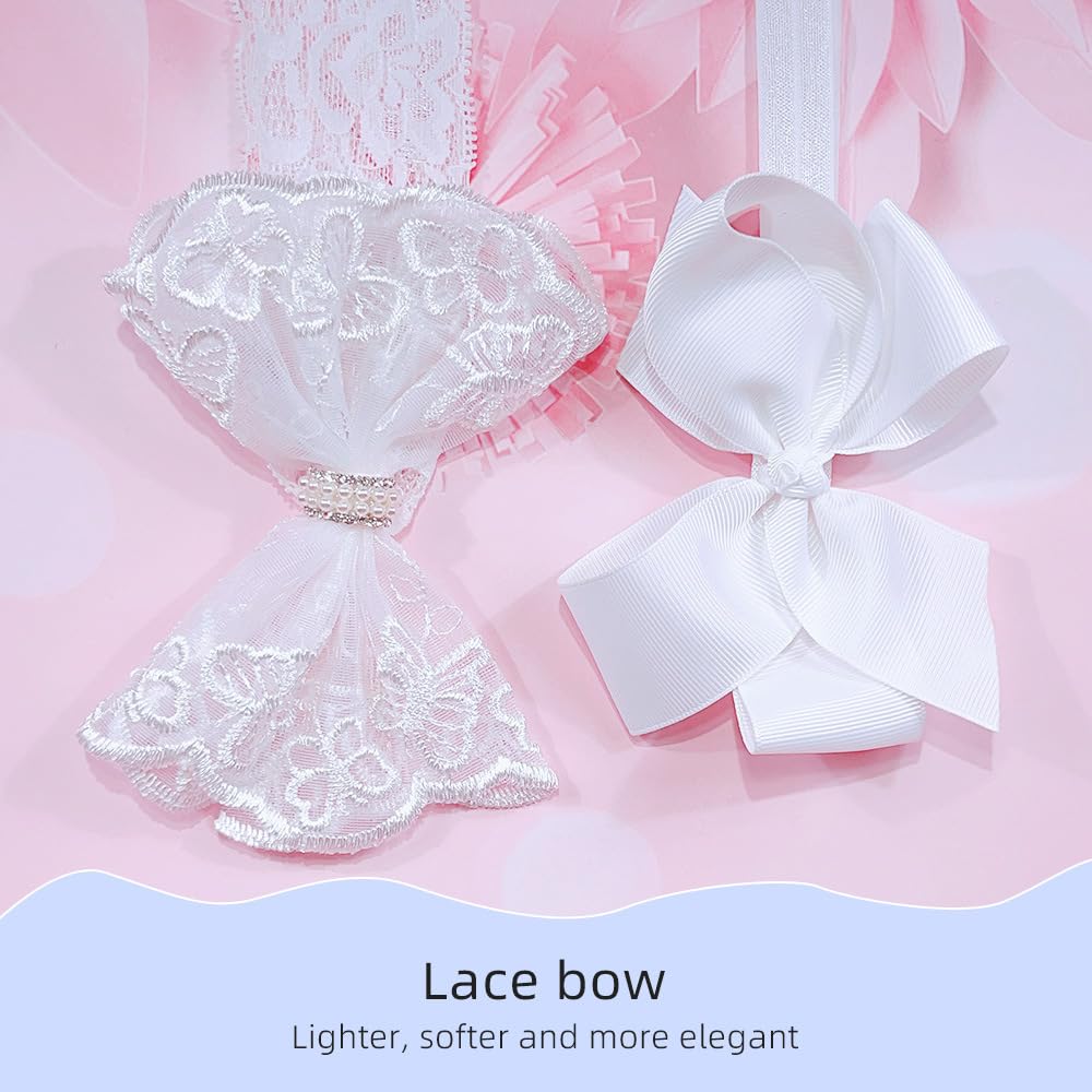 Nishine toddler bowknot headband in white for everyday wear.