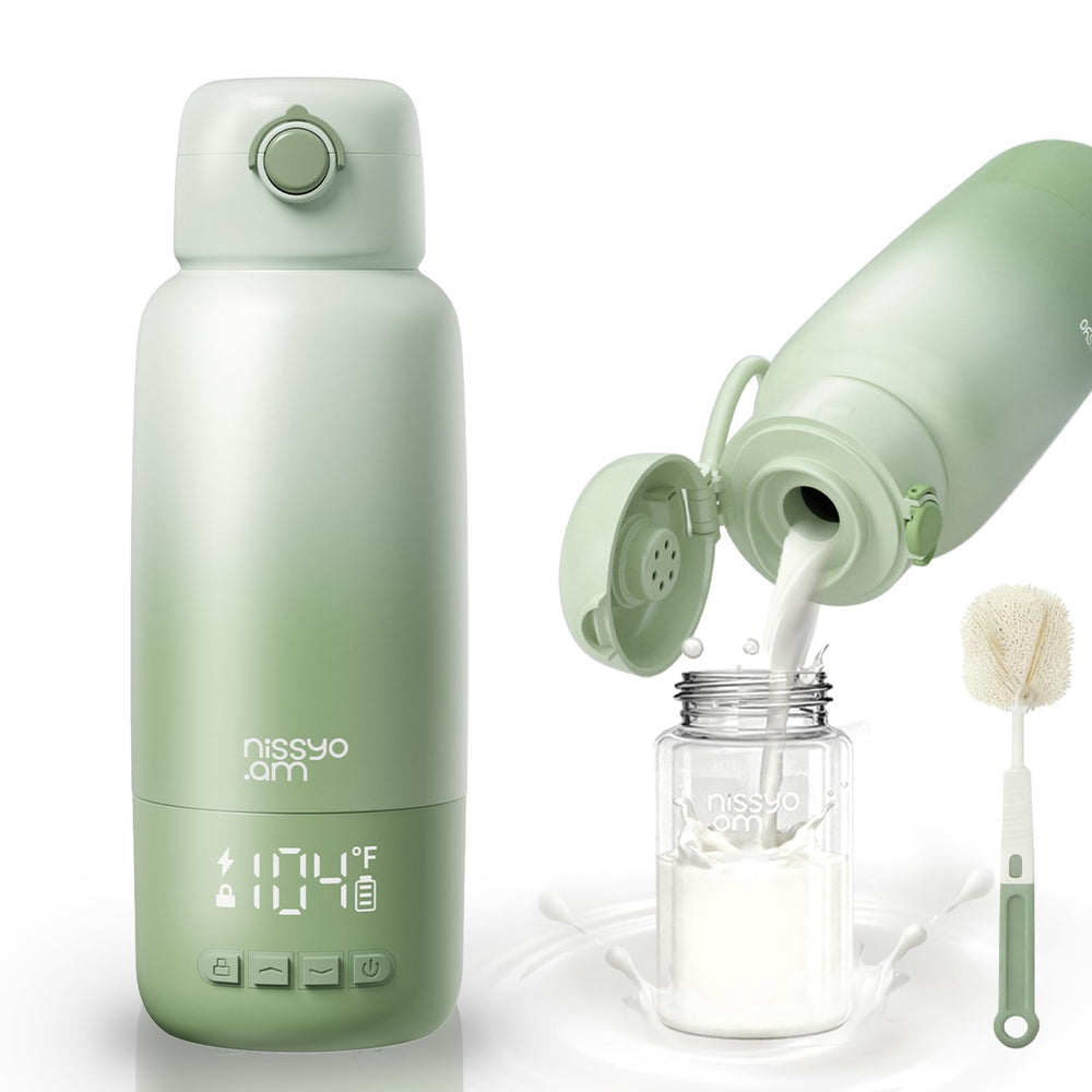 NISSYO.AM portable bottle warmer on the go front view supports easy travel warming.