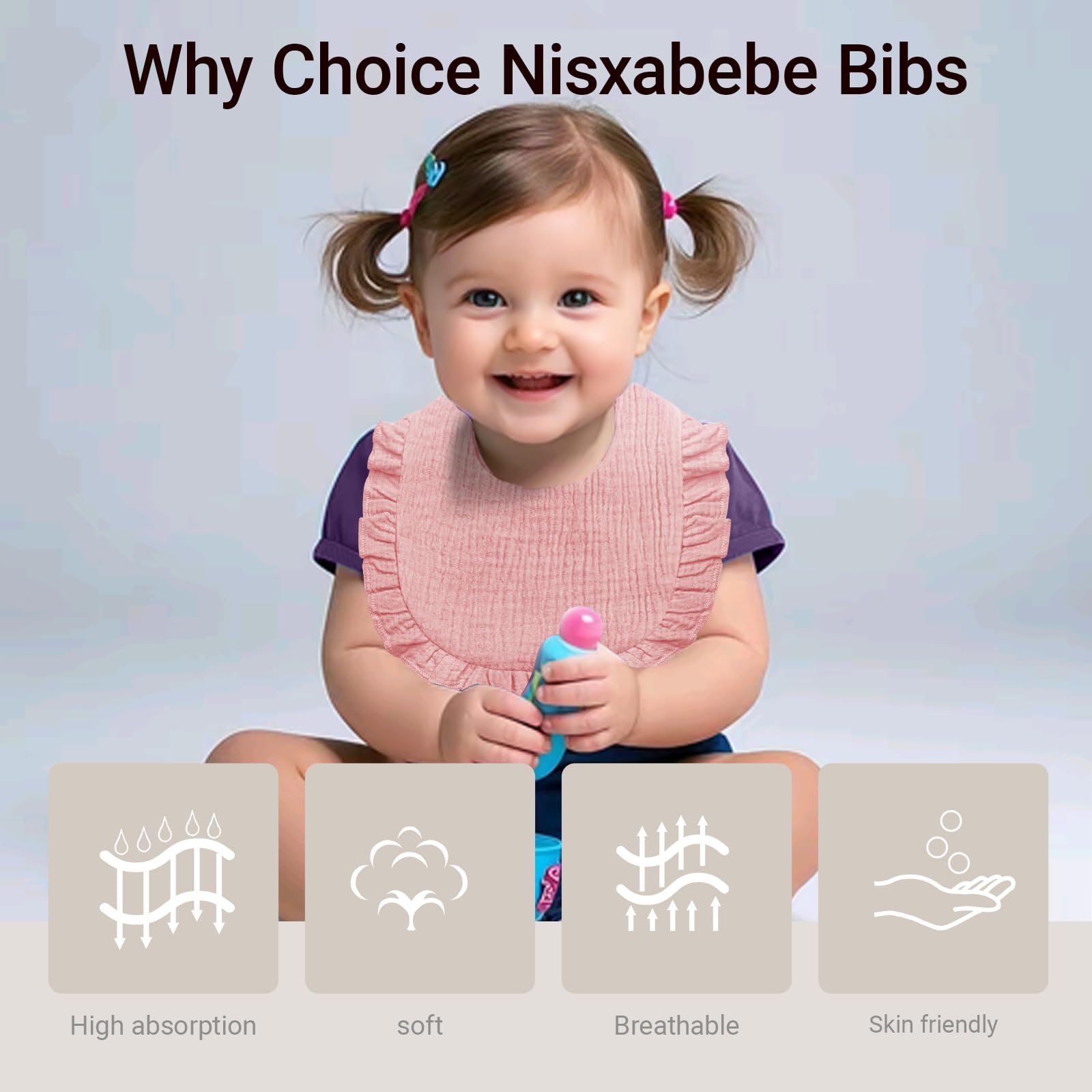 NISXABEBE baby-muslin-bibs colorful-collection offers versatile hues for outfits.