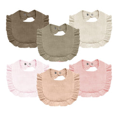 NISXABEBE baby muslin bibs front view shows soft cotton for all day comfort.