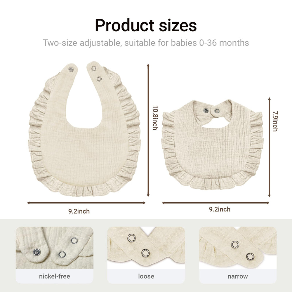 NISXABEBE baby-muslin-bibs nickel-free-snaps ensure safe, easy on/off for changes.