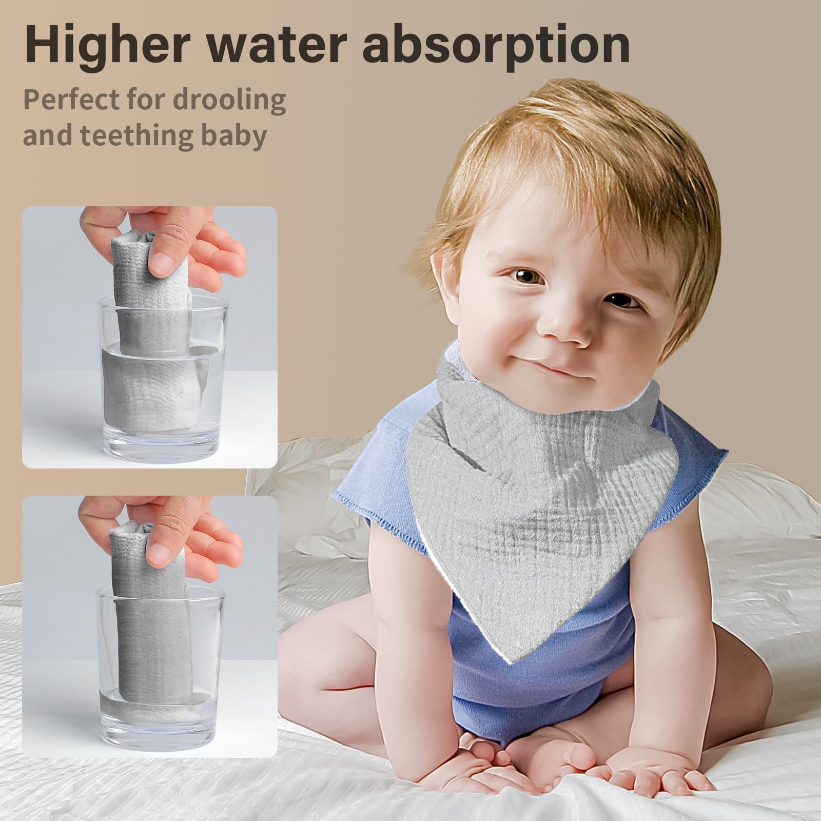 NISXABEBE bibs with plush backing providing extra drool absorption and comfort.
