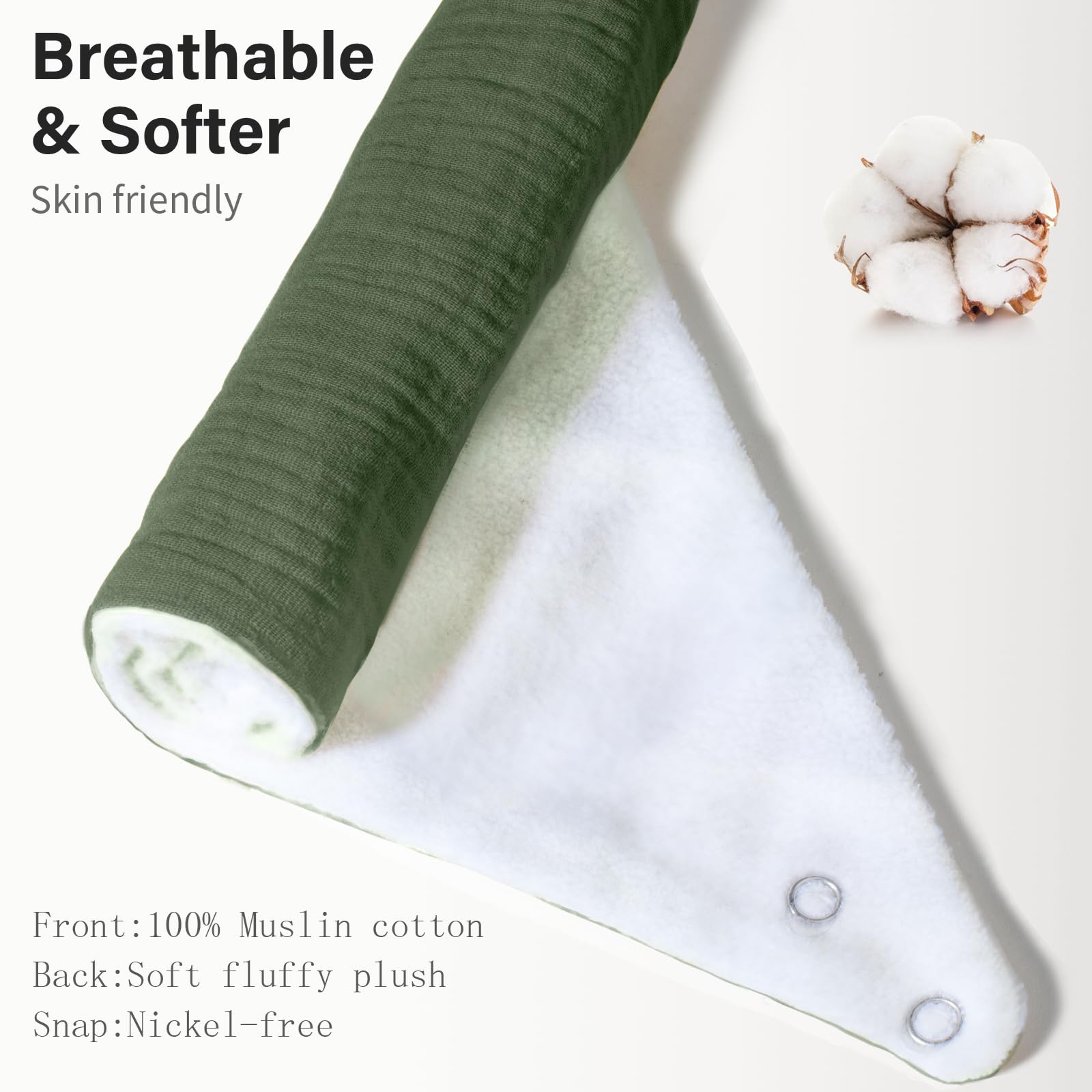 NISXABEBE muslin bib adjustable-snaps ensures a comfortable neck fit.