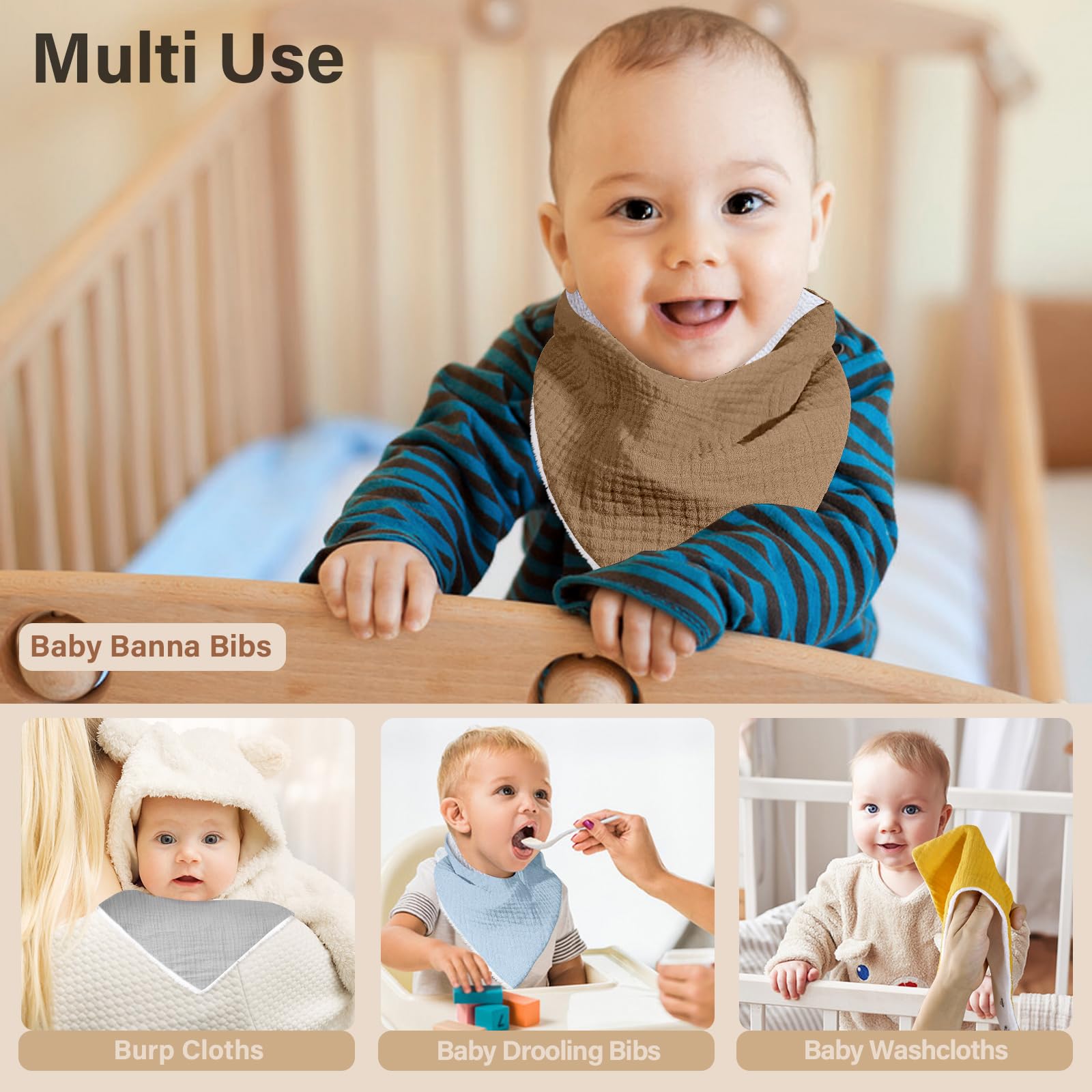 NISXABEBE muslin bib gift-set presentation for baby registry.