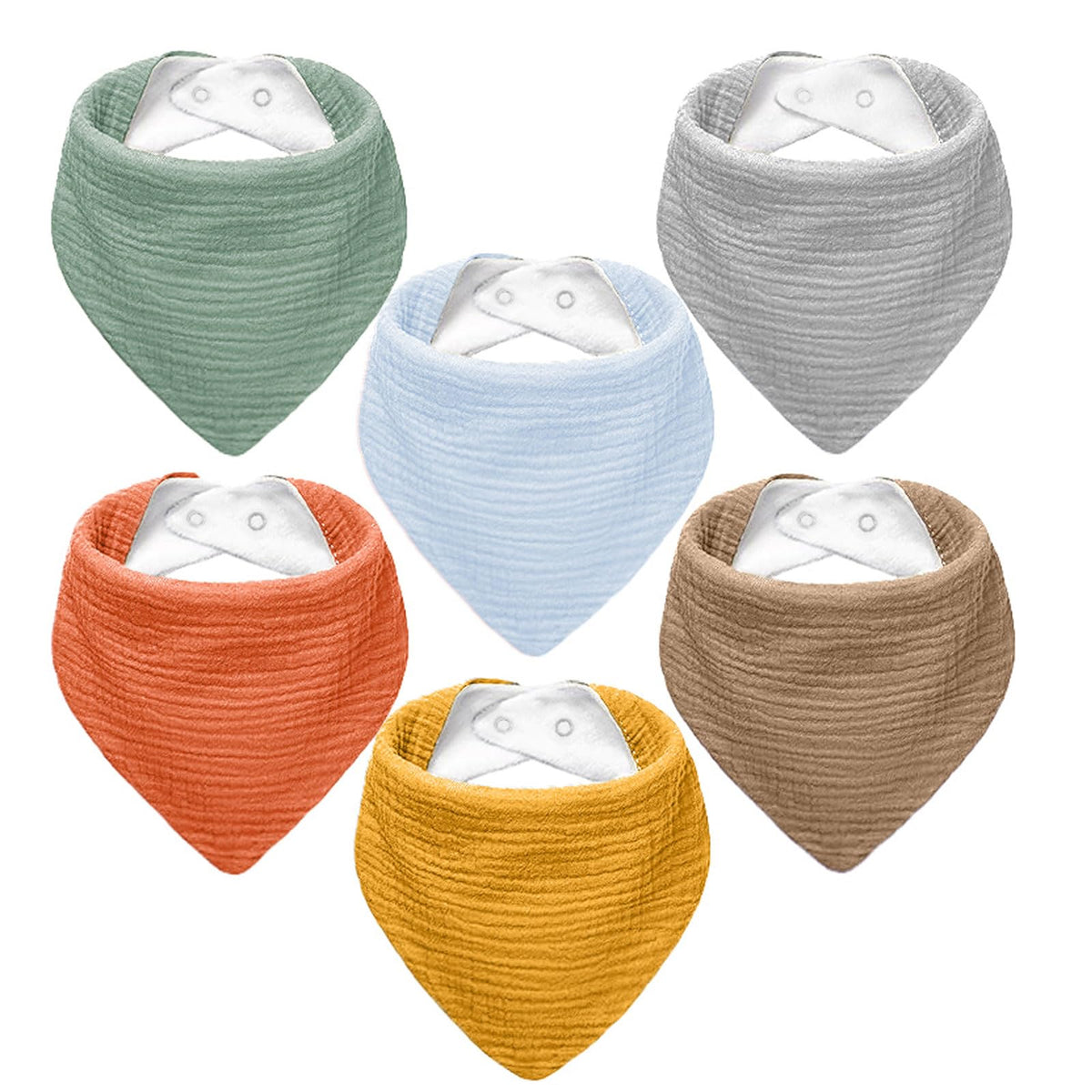 NISXABEBE muslin bib front view with soft fabric and color variety.