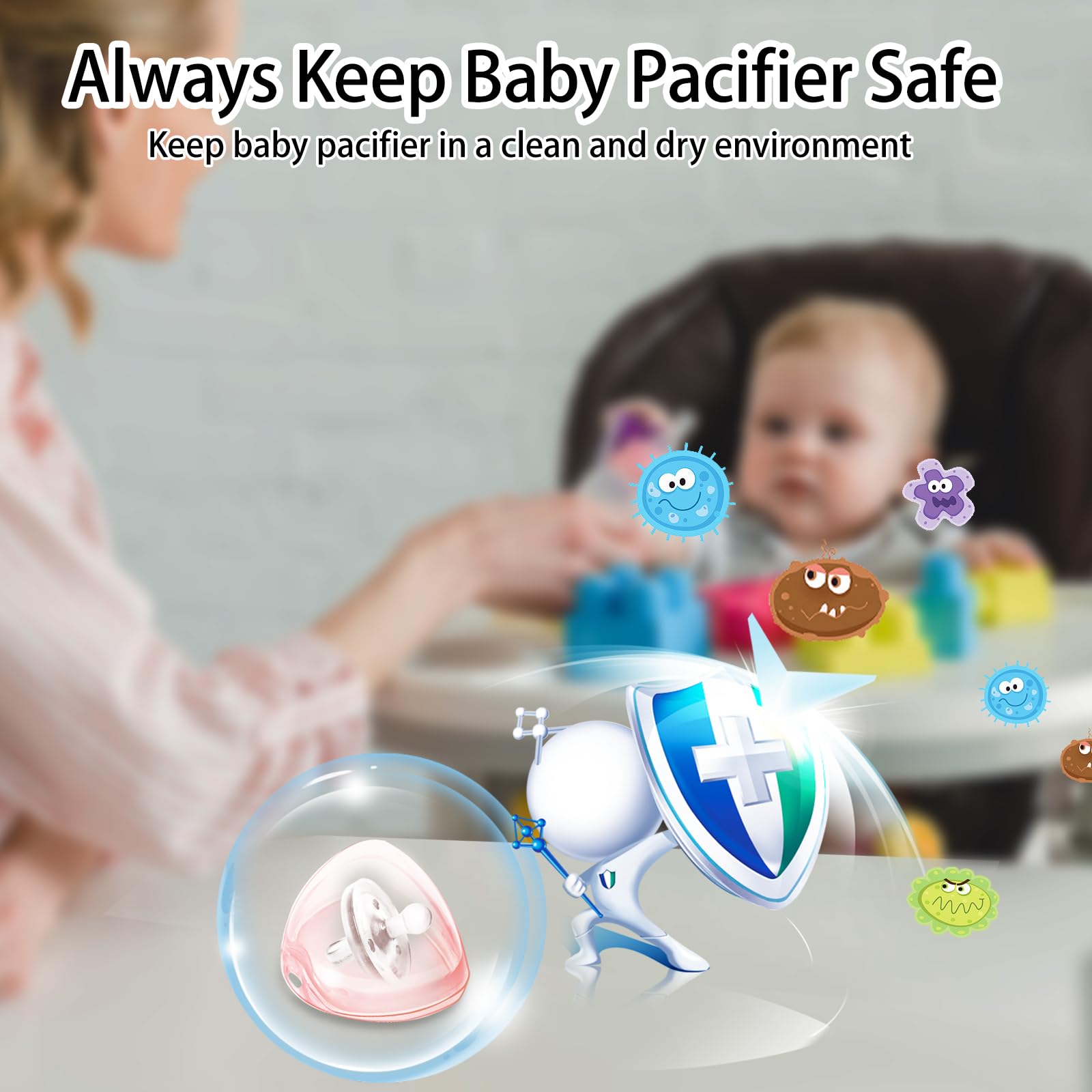 NISXABEBE Pacifier Case Dishwasher-safe material eases cleaning after outings.