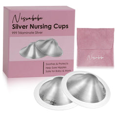 Nisxabebe Silver Nursing Cups front view demonstrate discreet fit for breastfeeding comfort