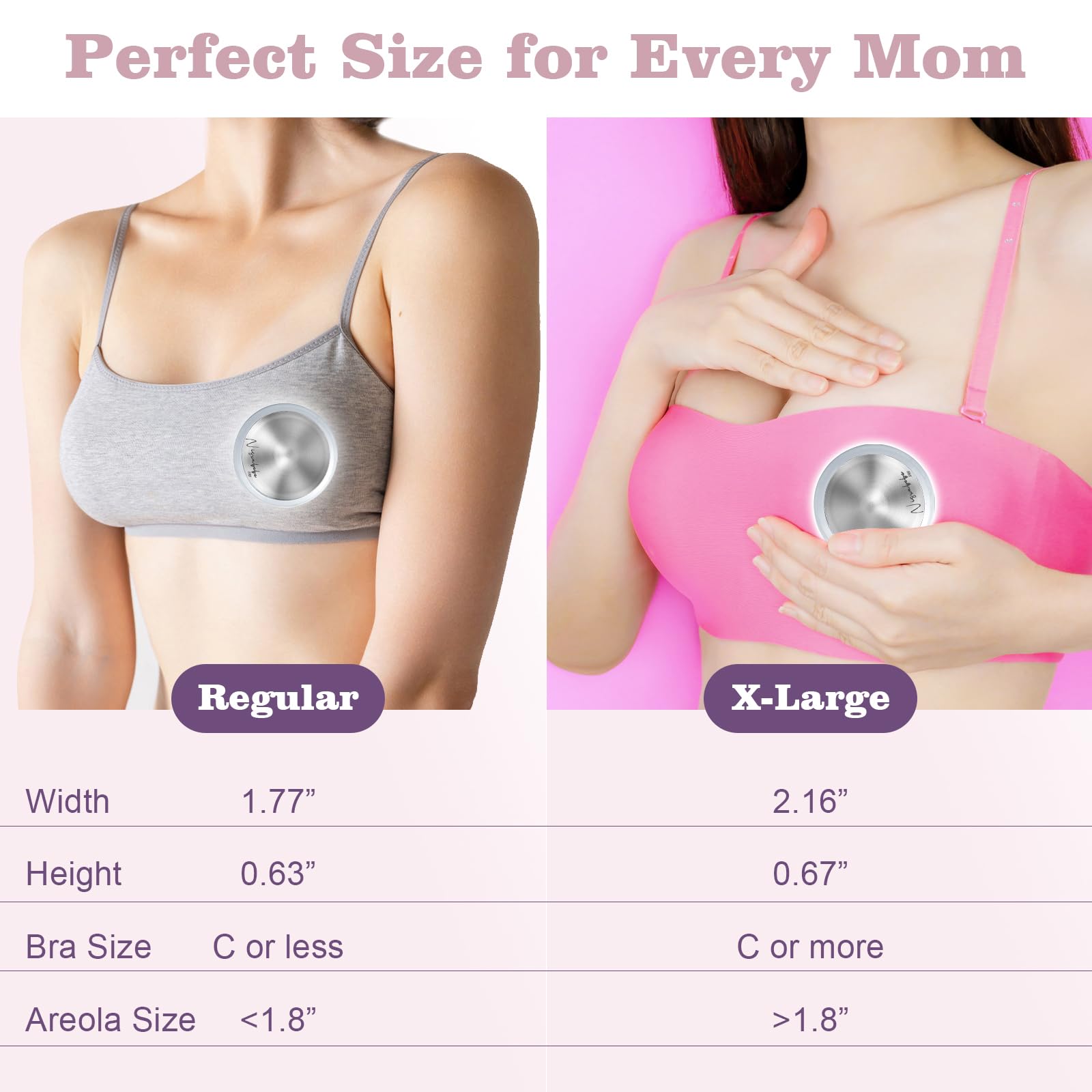 Nisxabebe Silver Nursing Cups with silicone covers protect areola while feeding