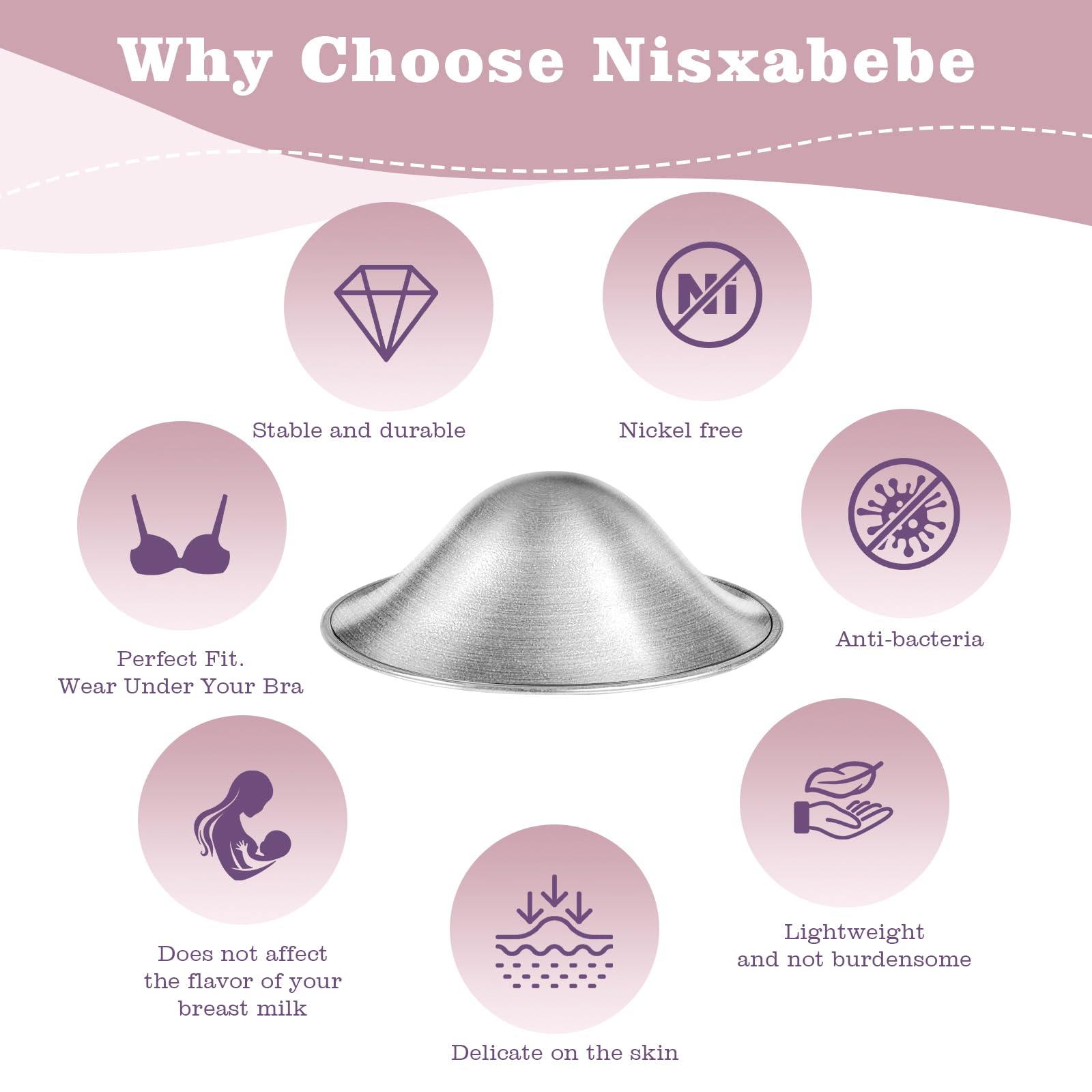 Nisxabebe Silver Nursing Cups under-clothes-fit demonstrate discreet wear under bras