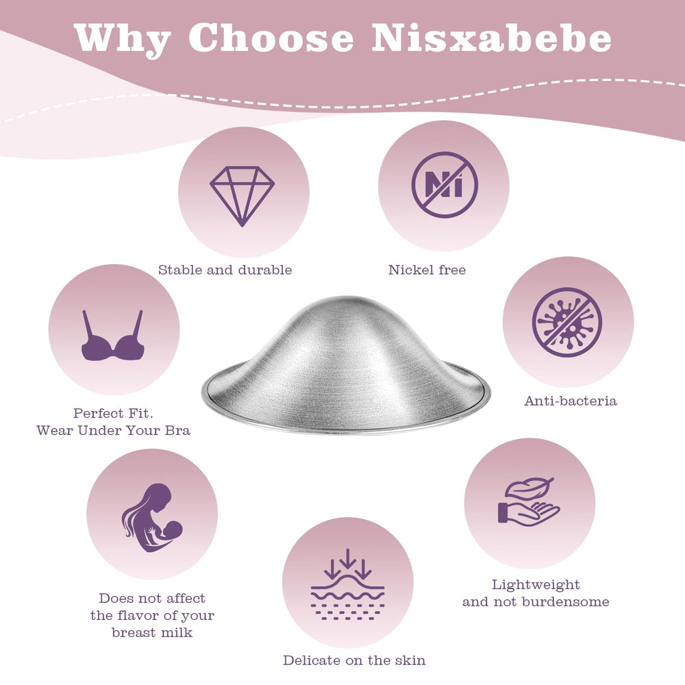 Nisxabebe Silver Nursing Cups under-clothes-fit demonstrate discreet wear under bras