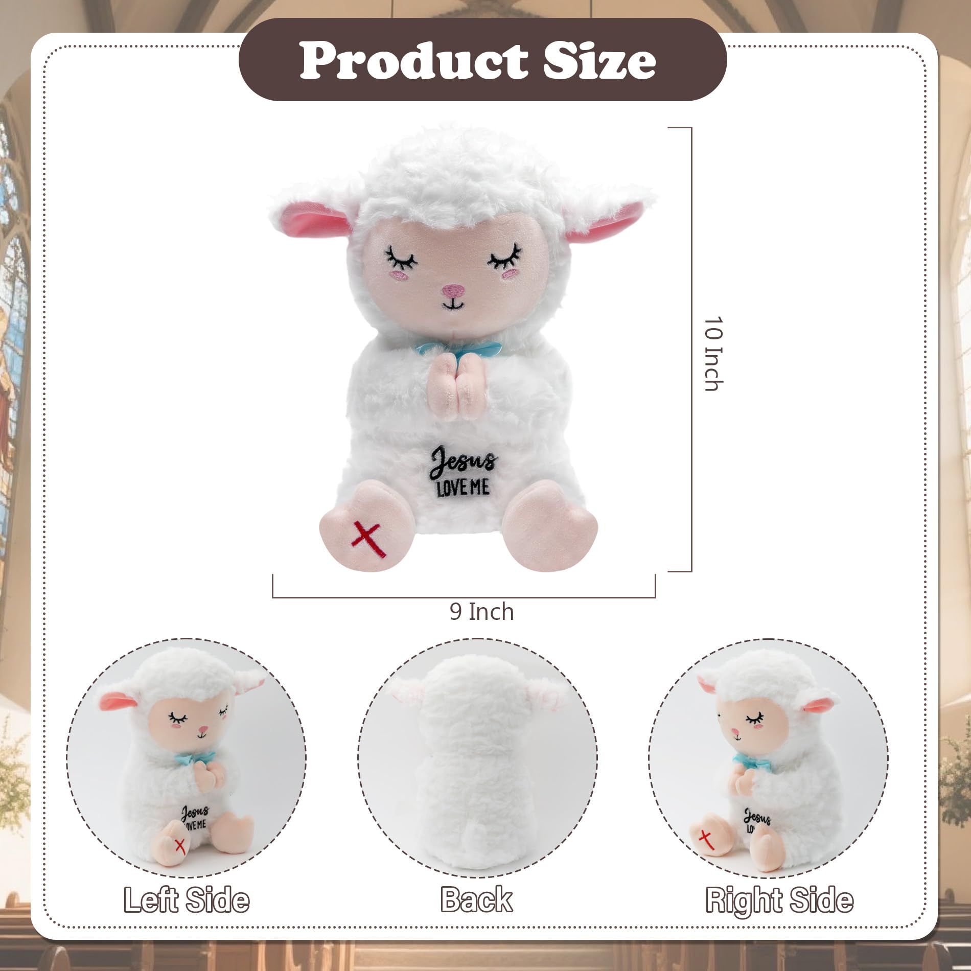 NIUBEHOHO Jesus Lamb Plush embroidery blessing adds devotional symbolism.