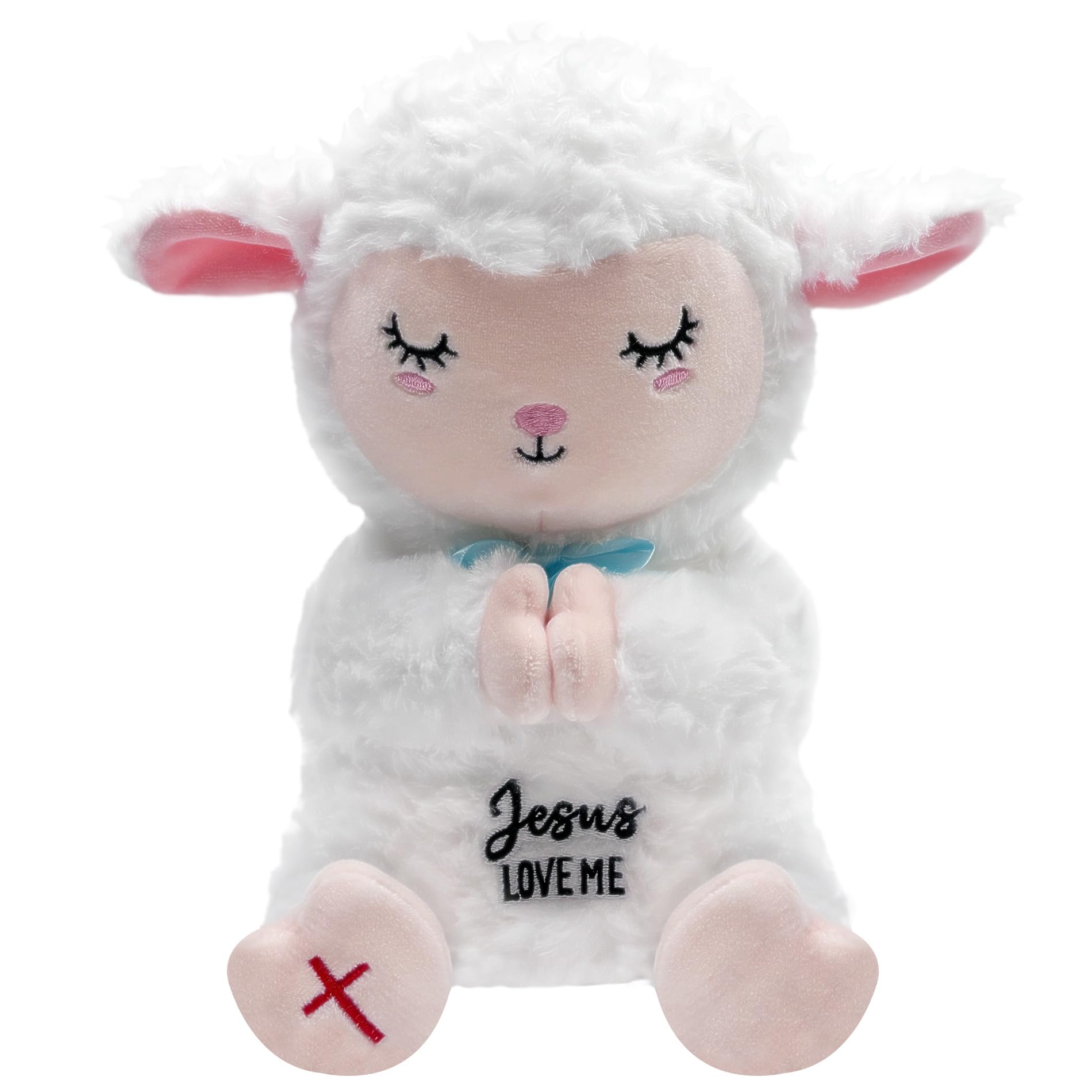 NIUBEHOHO Jesus Lamb Plush face detail with soft expression inspires calm moments.