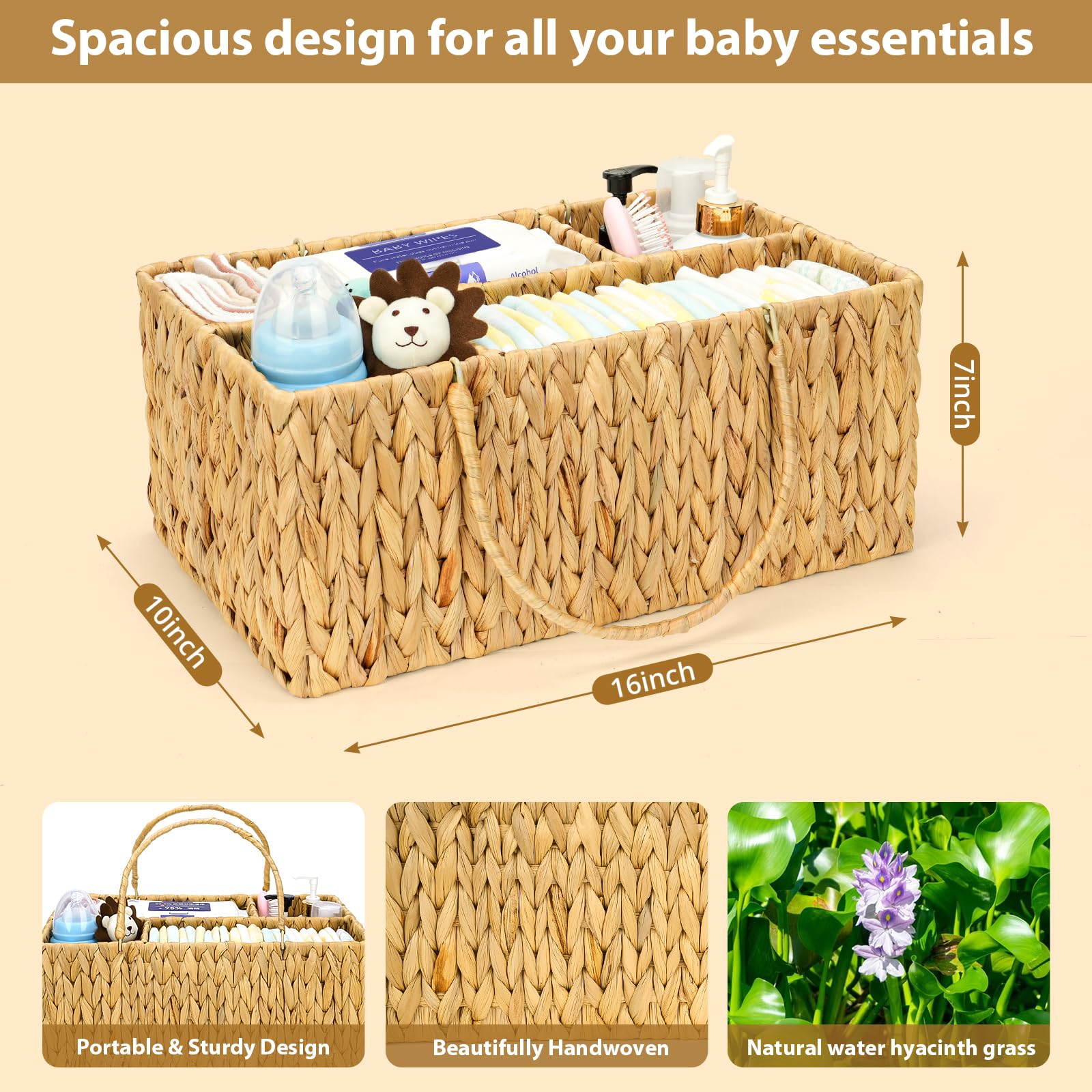 Niuirt four compartments open layout highlights tidy separation of diapers, wipes, bottles, and toys.