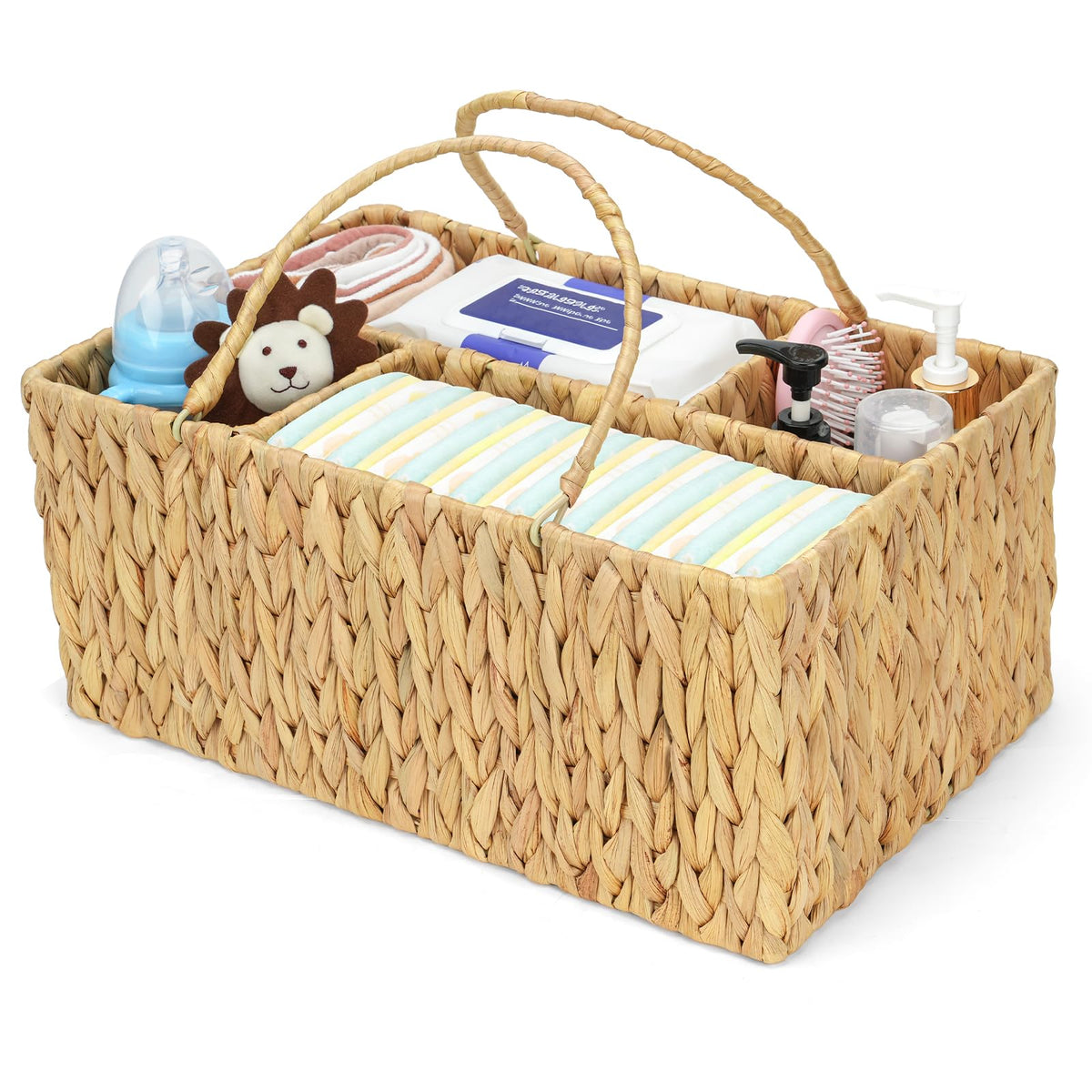 Niuirt large baby diaper caddy organizer in front view for organized diaper changes and quick access.