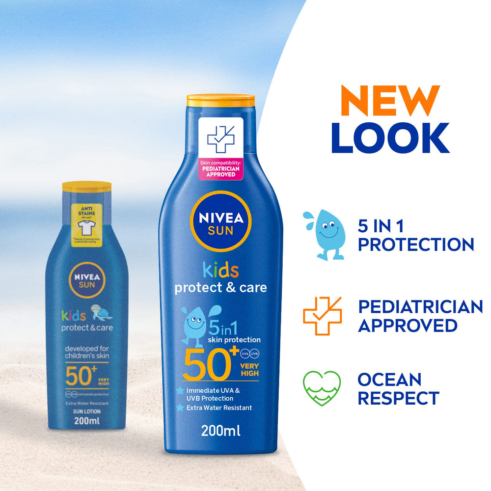 Nivea Sun Kids SPF50+ bottle ready for daily outdoor activities.