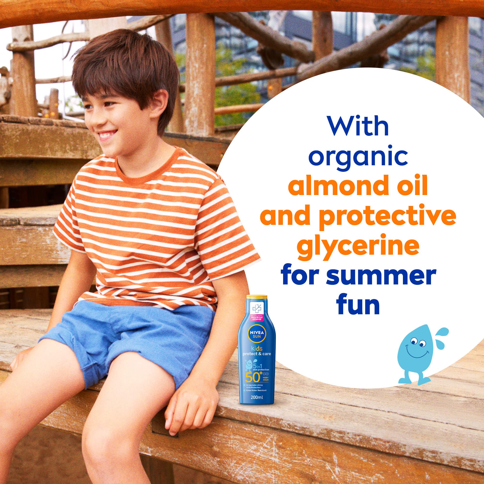 Nivea Sun Kids with panthenol soothing delicate skin after sun exposure.