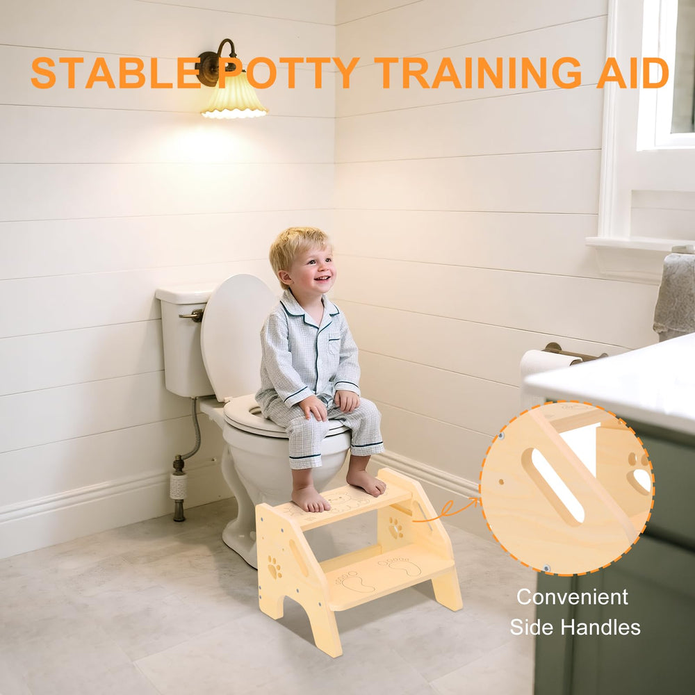 NMEO birch wood step stool is easy to wipe clean after meals