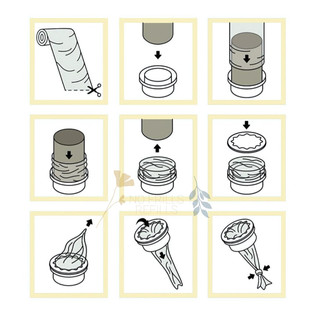 No Frills Refills 100m roll provides cost-effective, long-lasting diaper bin refills.