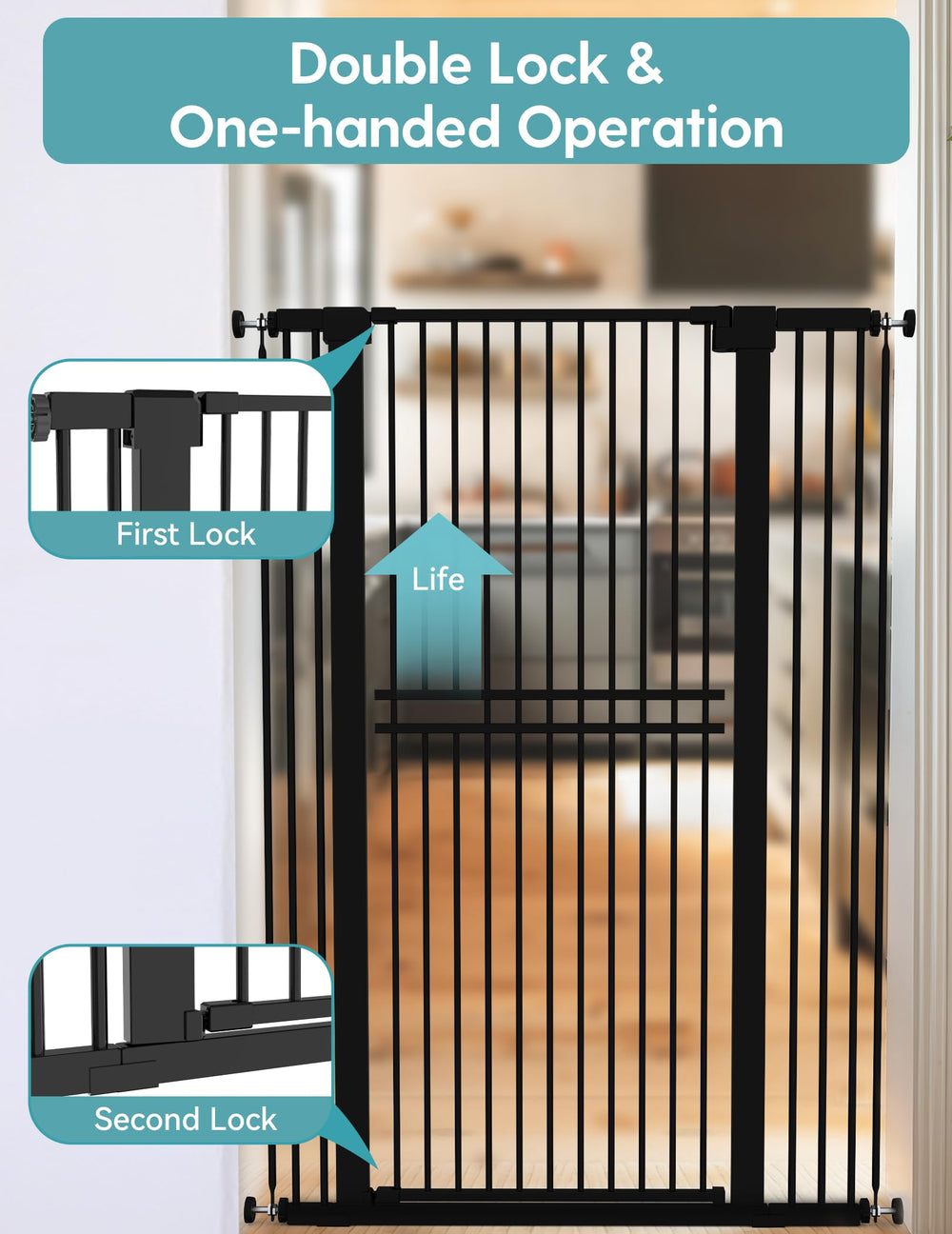 No Pawblems adjustable-width extensions help fit doorways and hallways