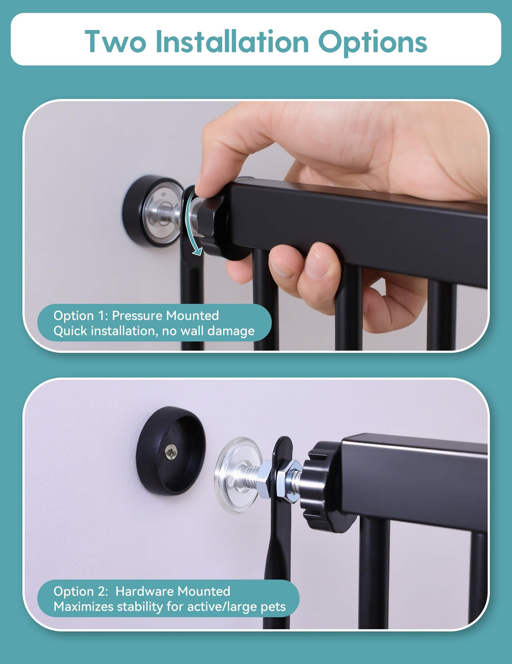 No Pawblems black tall gate blends into rooms while keeping pets contained