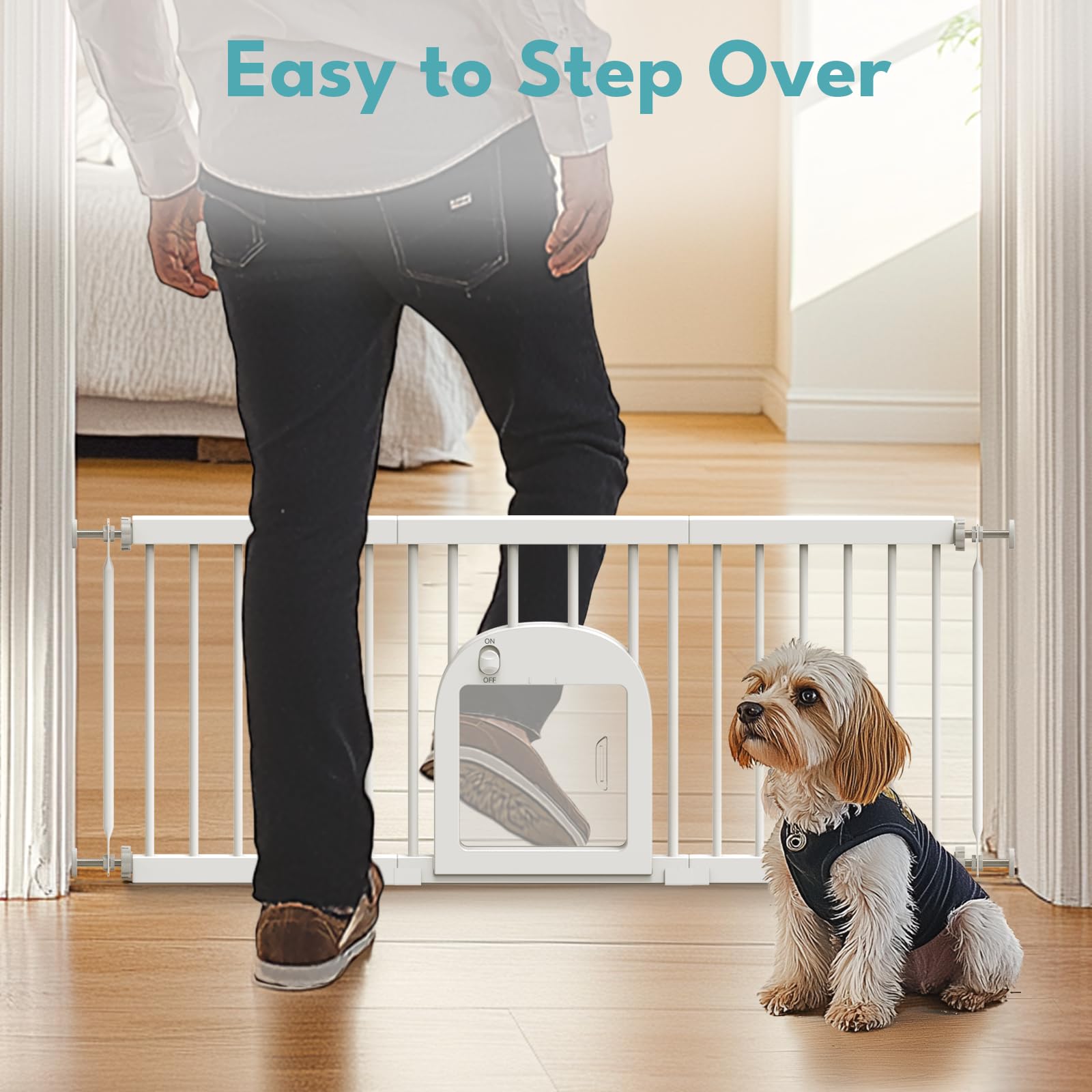 No Pawblems dog gate heavy-duty-metal-frame offers durable protection.