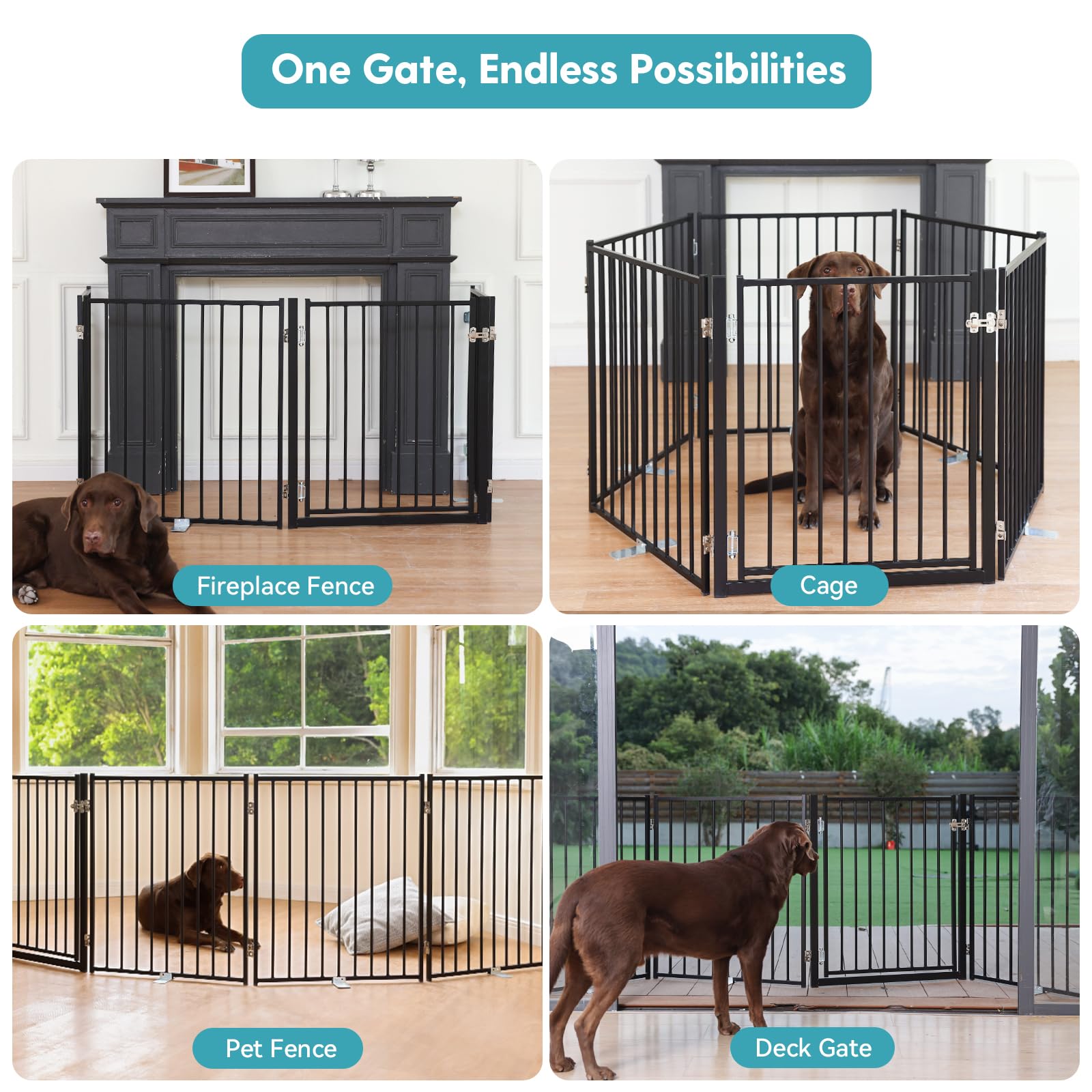 No Pawblems outdoor-ready gate guards pets in decks and yards with ease.