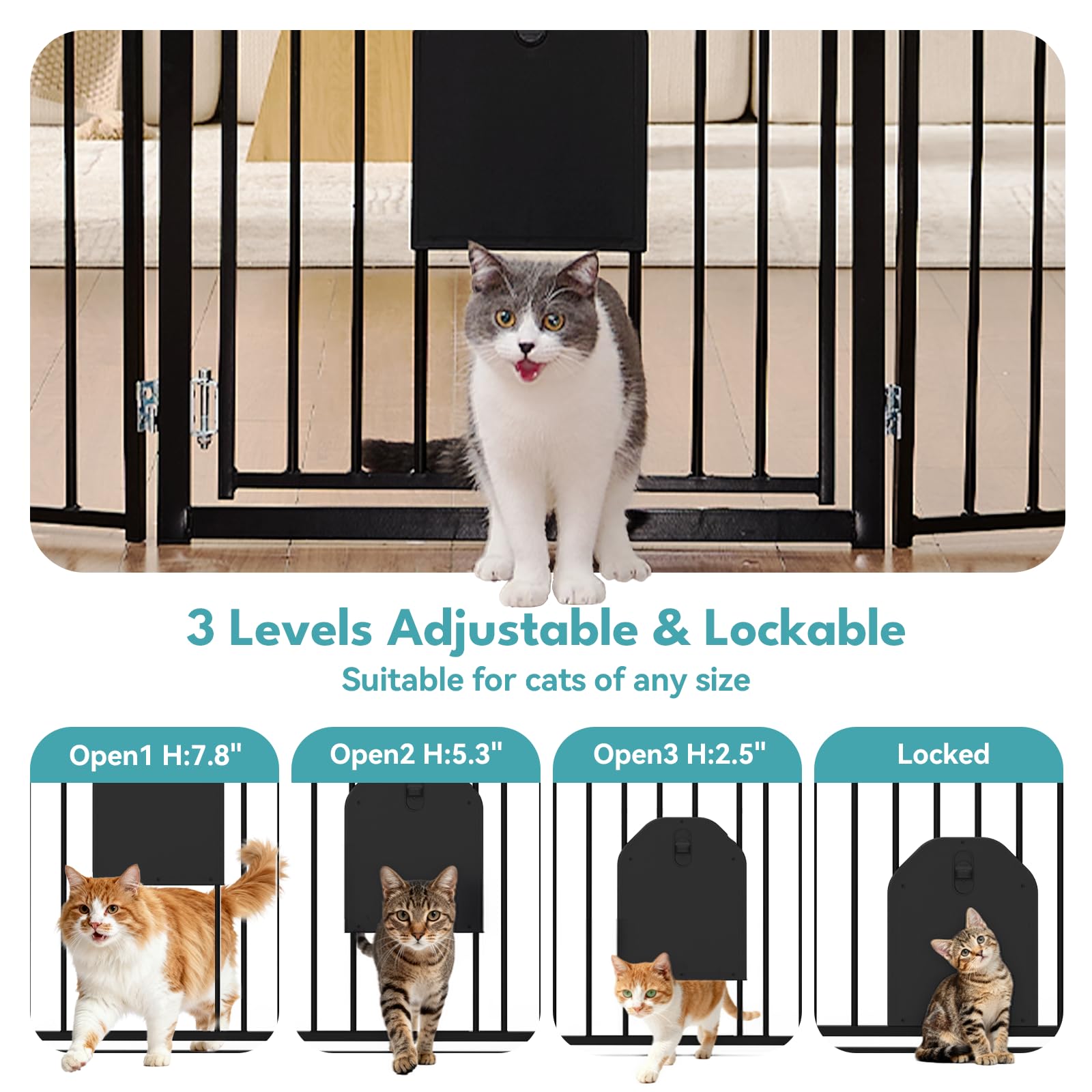 No Pawblems dog gate side angle demonstrates foldable panels for flexible layouts.