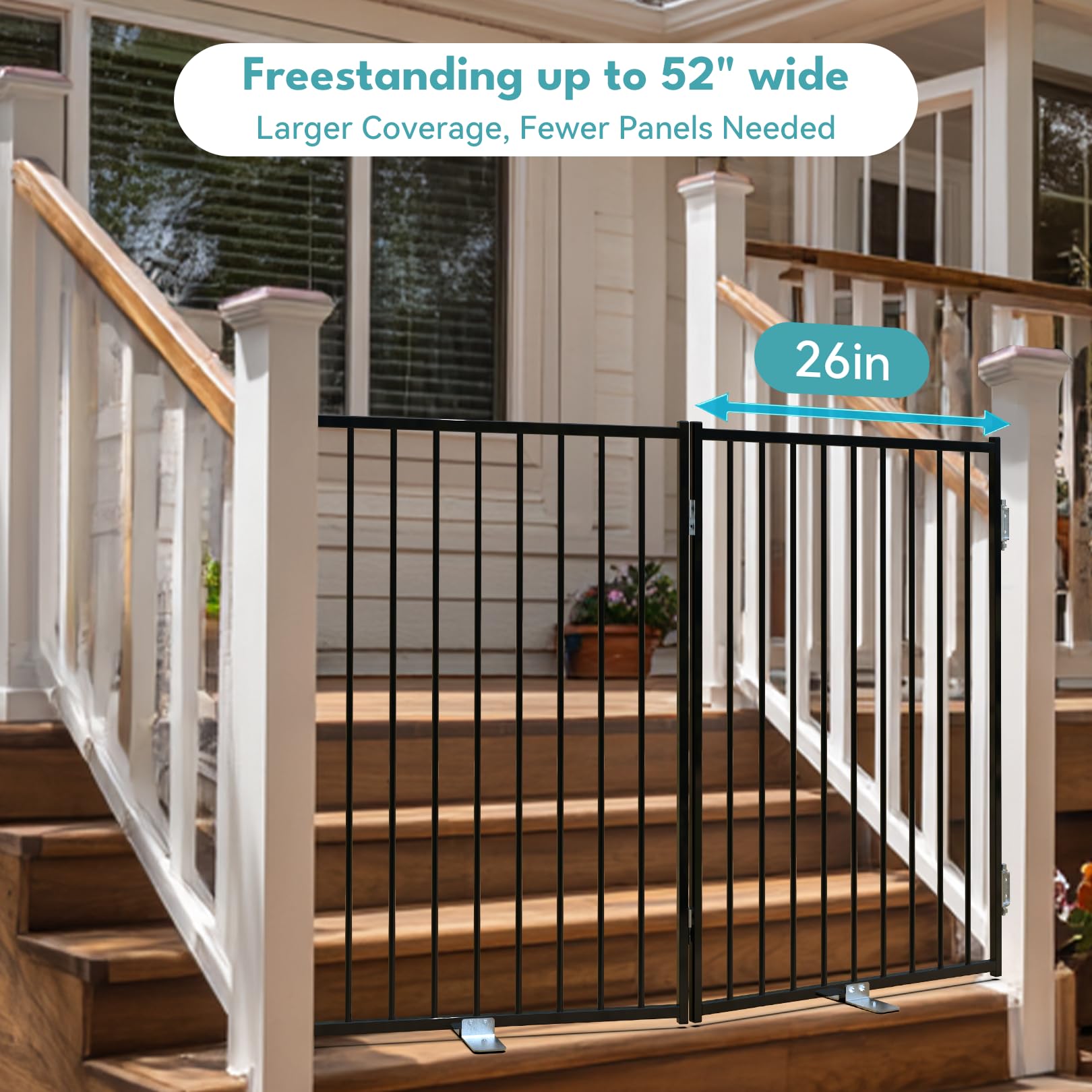 No Pawblems gate with walk-through door supports easy entry for you and pets.