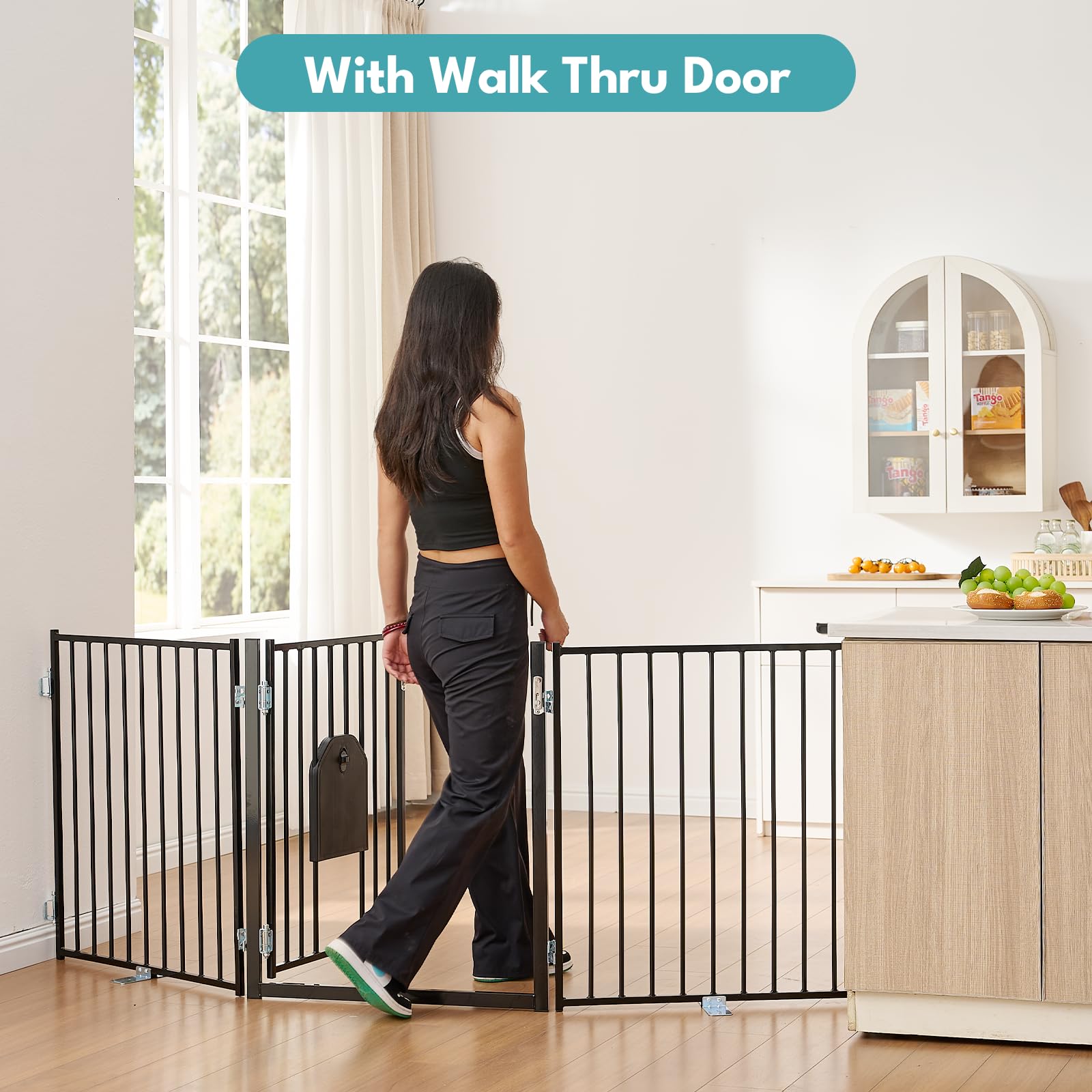 No Pawblems dog gate wall-mount hardware included for extra security.