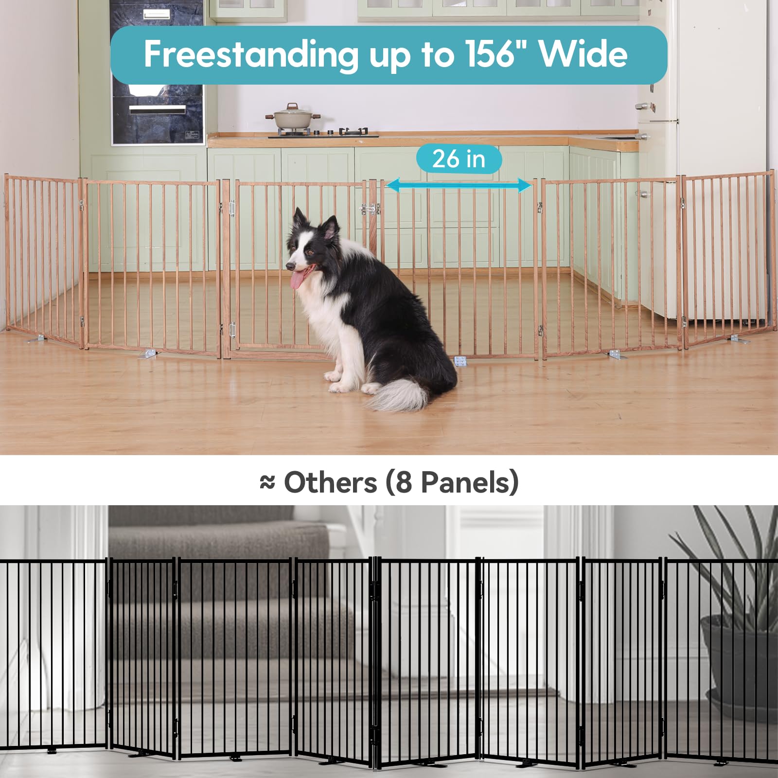No Pawblems dog gate with door walk-through enables easy pet access and parent convenience.