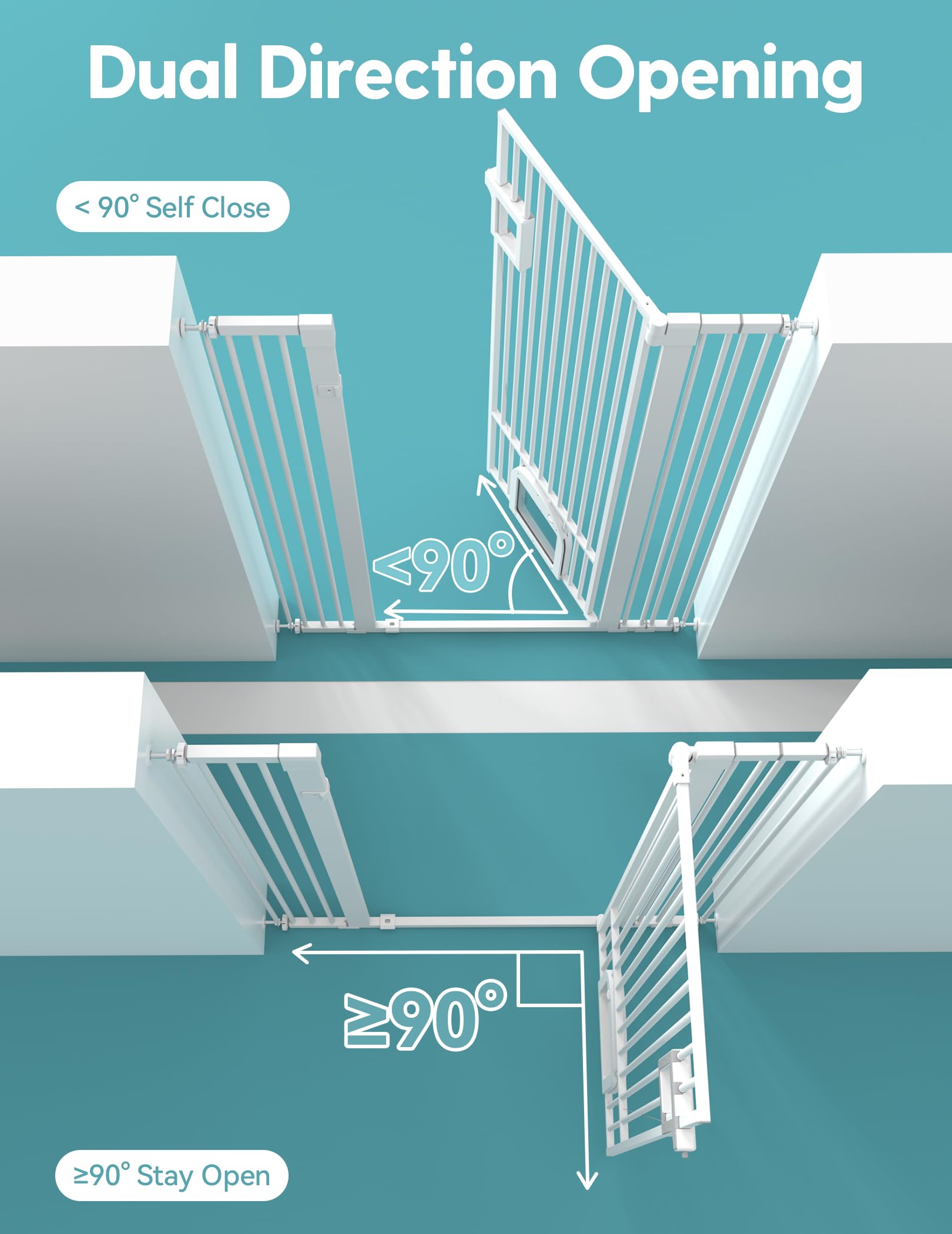 No Pawblems easy-installation gate shows tool-free pressure mounting.