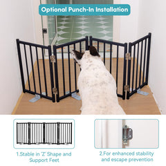 No Pawblems foldable gate with 360-degree hinges enables flexible room layouts.