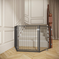No Pawblems free-standing dog gate 30-inch tall blocks stairs and doorways