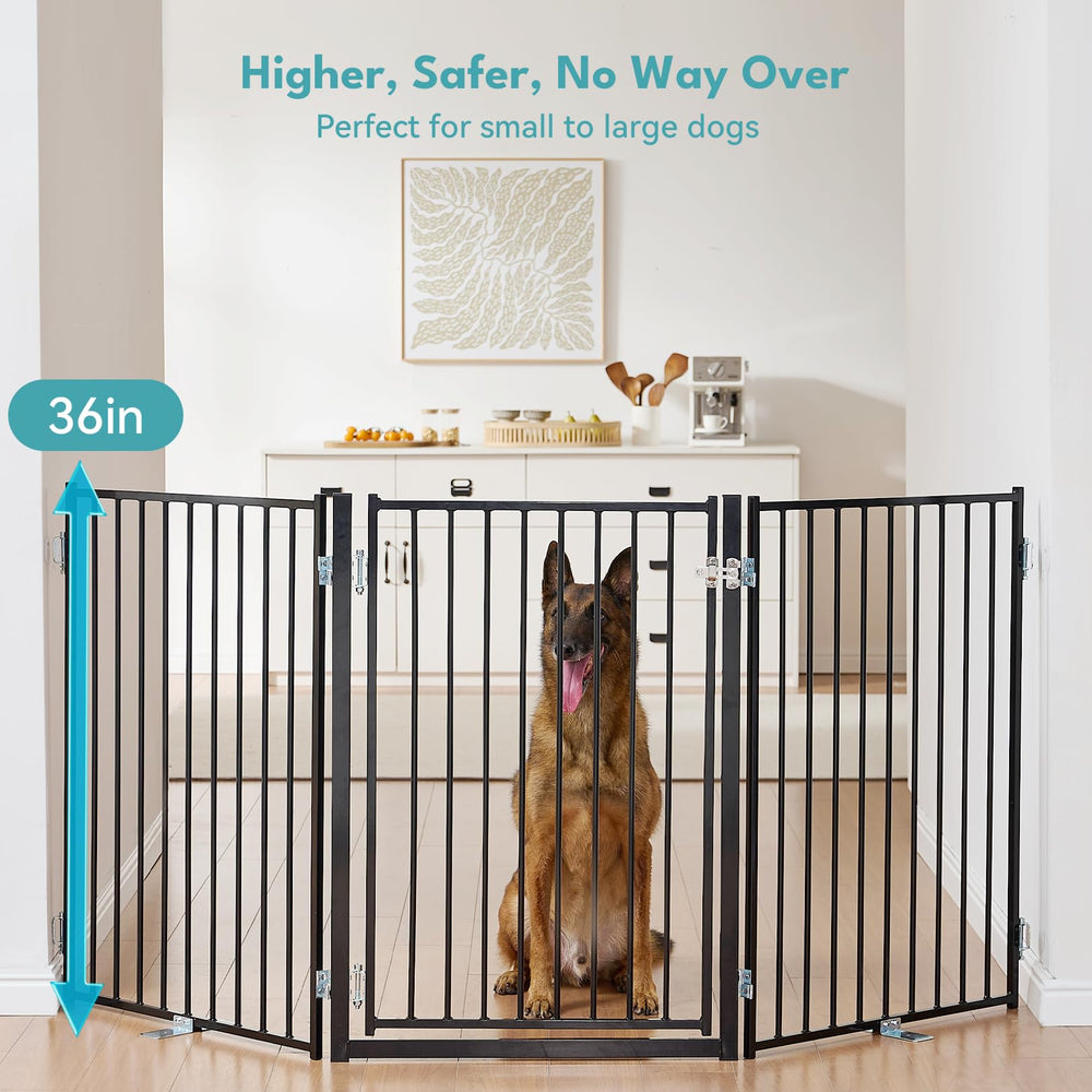 No Pawblems free-standing gate extended layout demonstrates up to 78 inches wide for wide rooms.