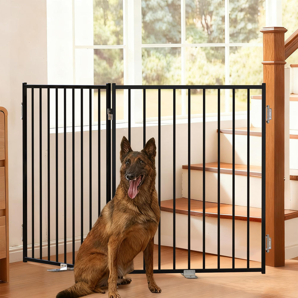 No Pawblems free standing dog gate setup demonstrates easy freestanding installation for any room.