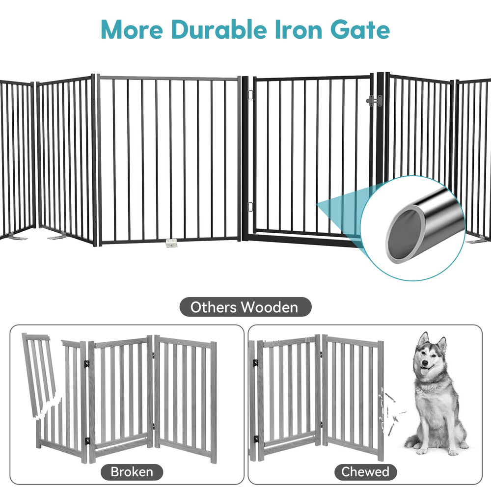 No Pawblems free standing dog gate side profile shows foldable design for easy storage.